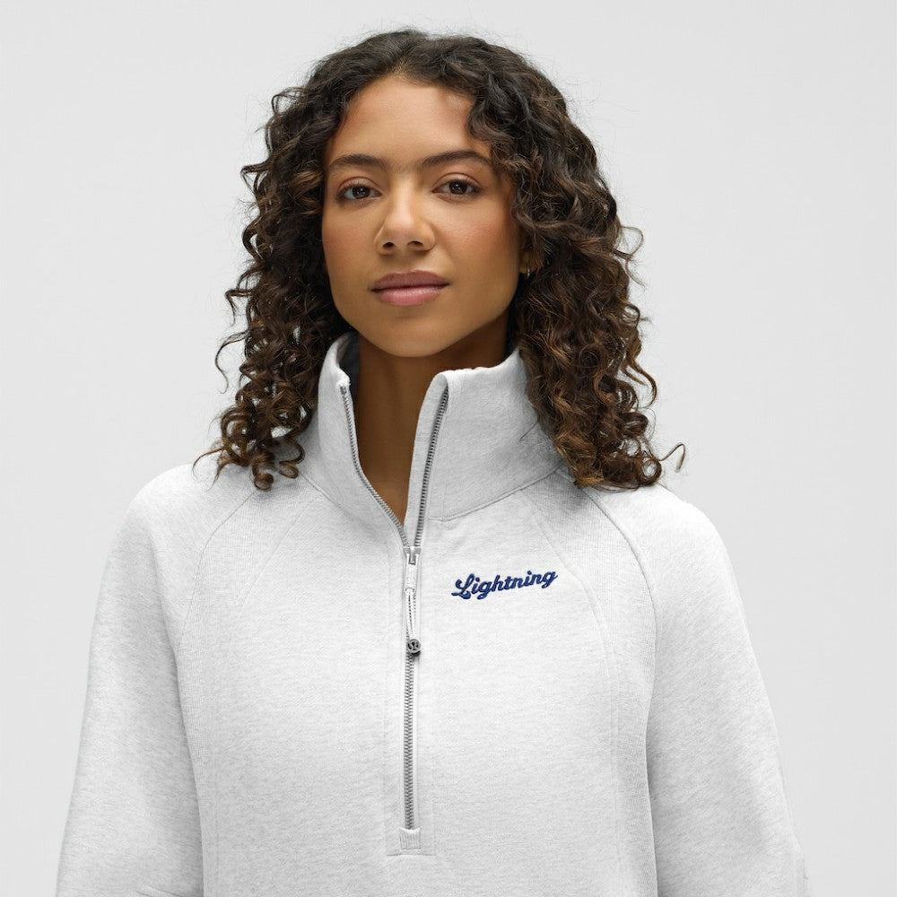 NHL Tampa Bay Lightning lululemon Women's Long Scuba Oversized Half-Zip Funnel Neck - Heathered Core Ultra Light Grey