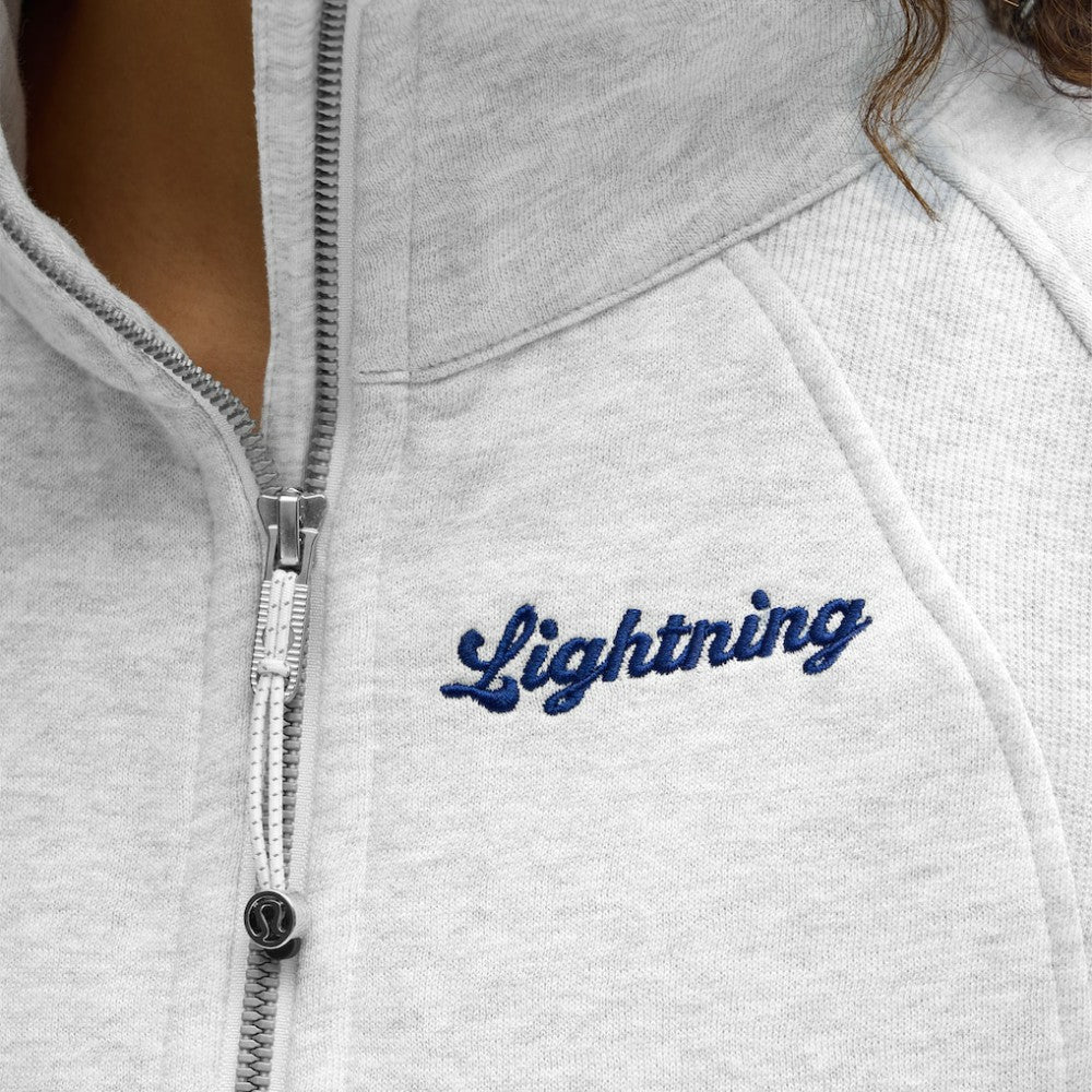 NHL Tampa Bay Lightning lululemon Women's Long Scuba Oversized Half-Zip Funnel Neck - Heathered Core Ultra Light Grey