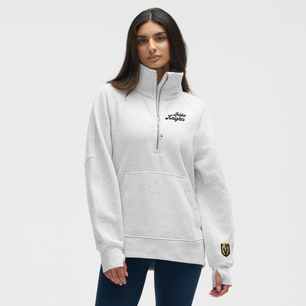 NHL Vegas Golden Knights lululemon Women's Long Scuba Oversized Half-Zip Funnel Neck - Heathered Core Ultra Light Grey