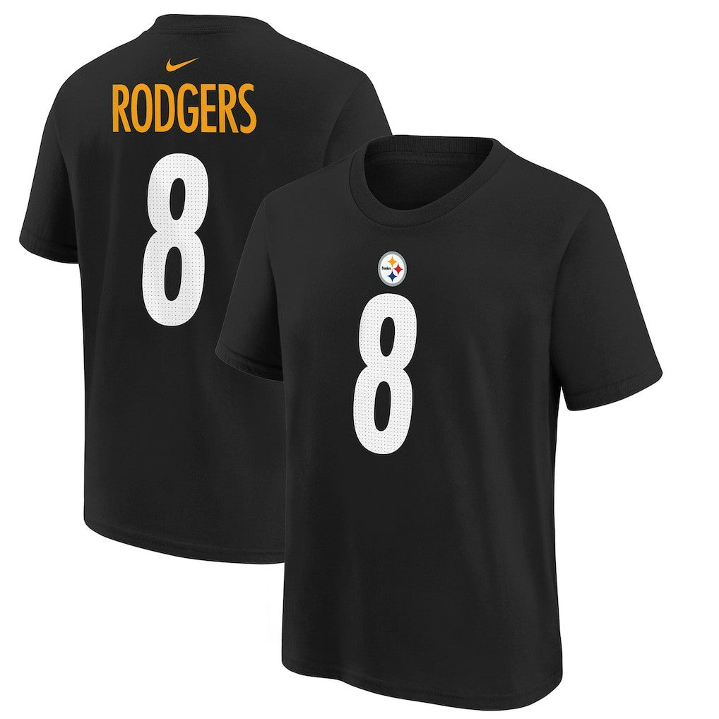 Aaron Rodgers Pittsburgh Steelers Youth Player Name & Number T-Shirt Black