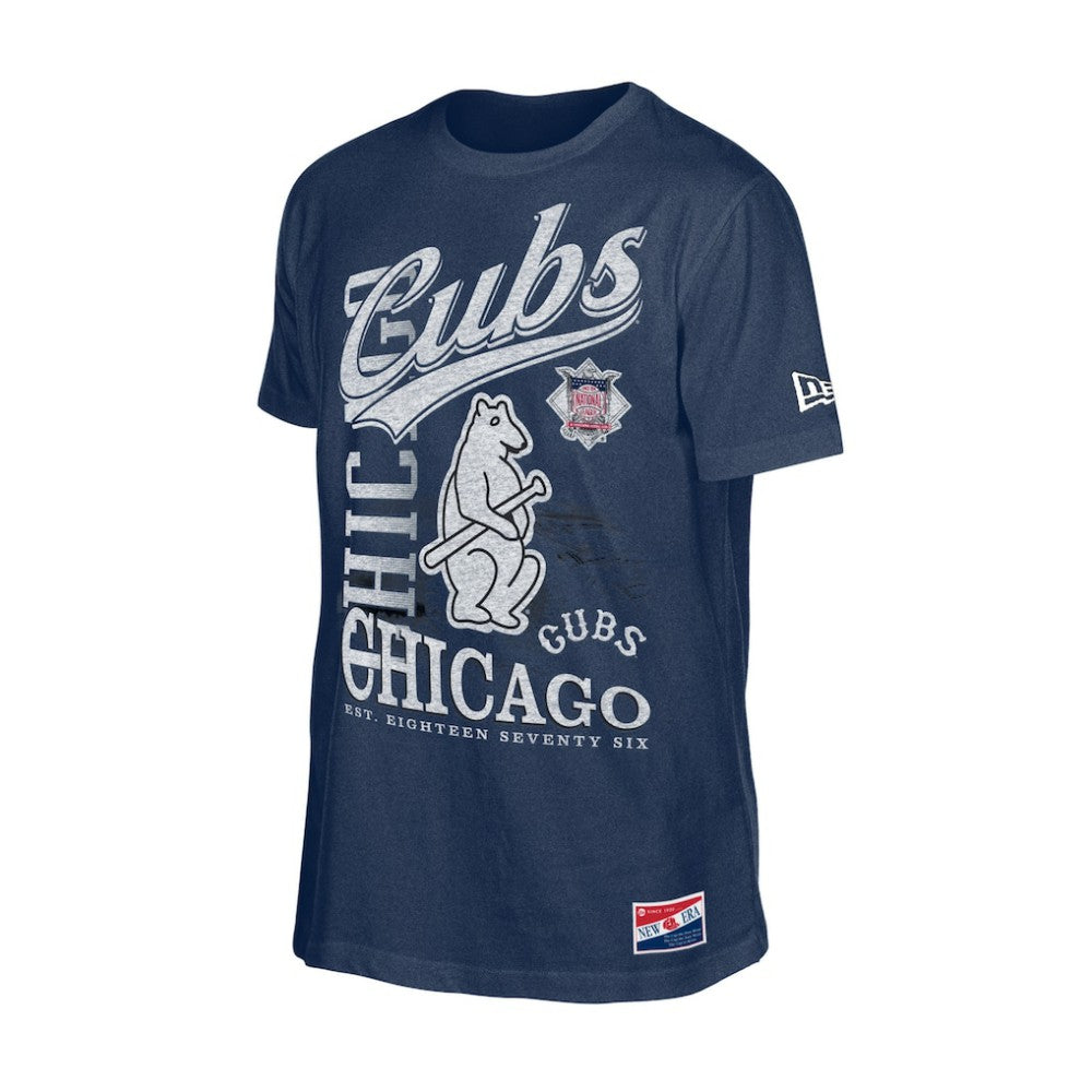 Chicago Cubs New Era  Oversized Throwback Distressed T-Shirt - Navy T-shirts