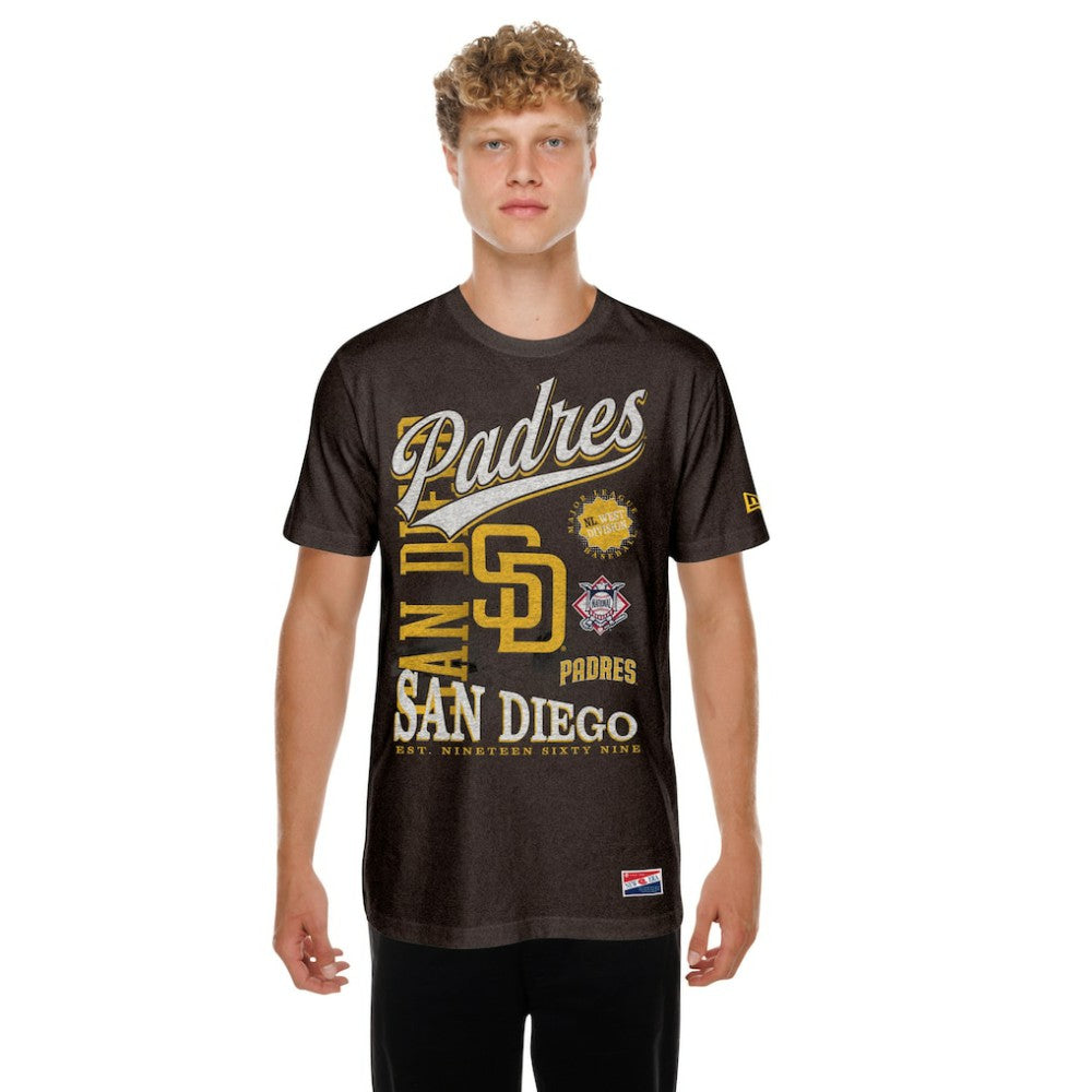 San Diego Padres New Era  Oversized Throwback Distressed T-Shirt - Brown T-shirts