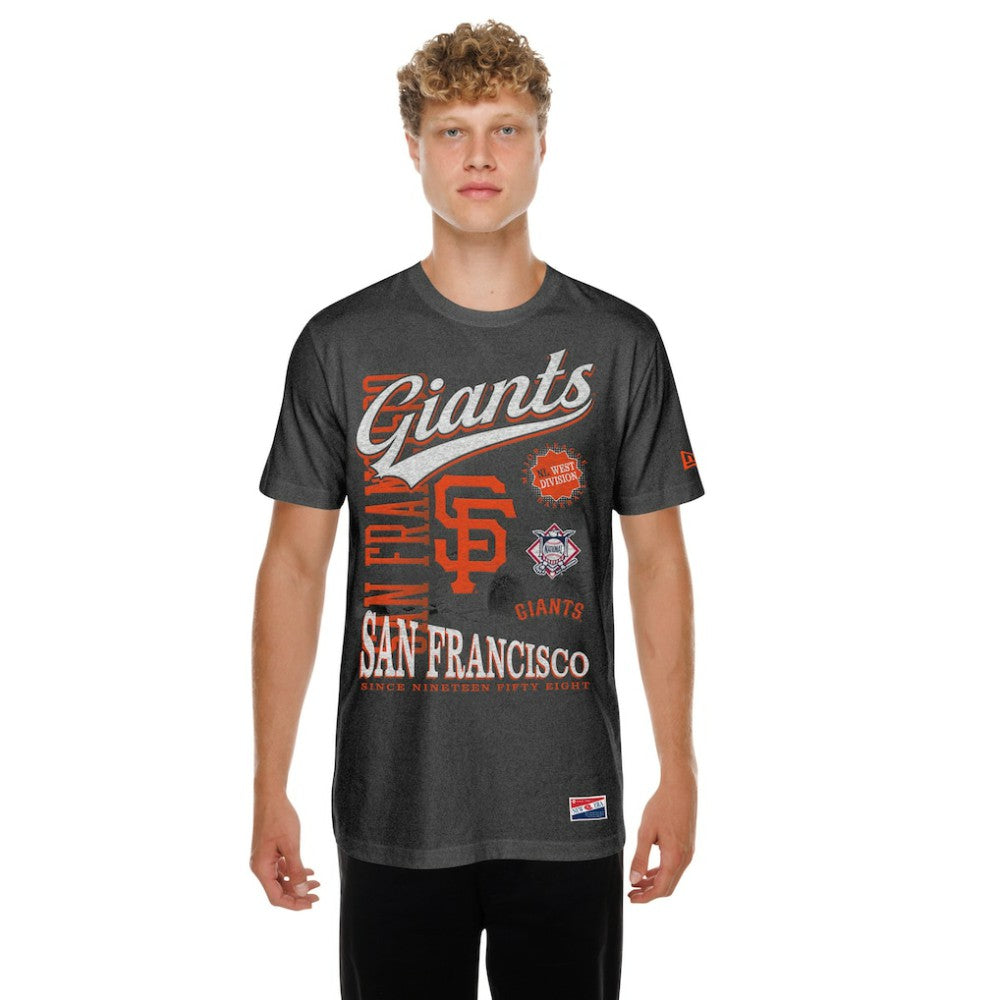 San Francisco Giants New Era  Oversized Throwback Distressed T-Shirt - Black T-shirts