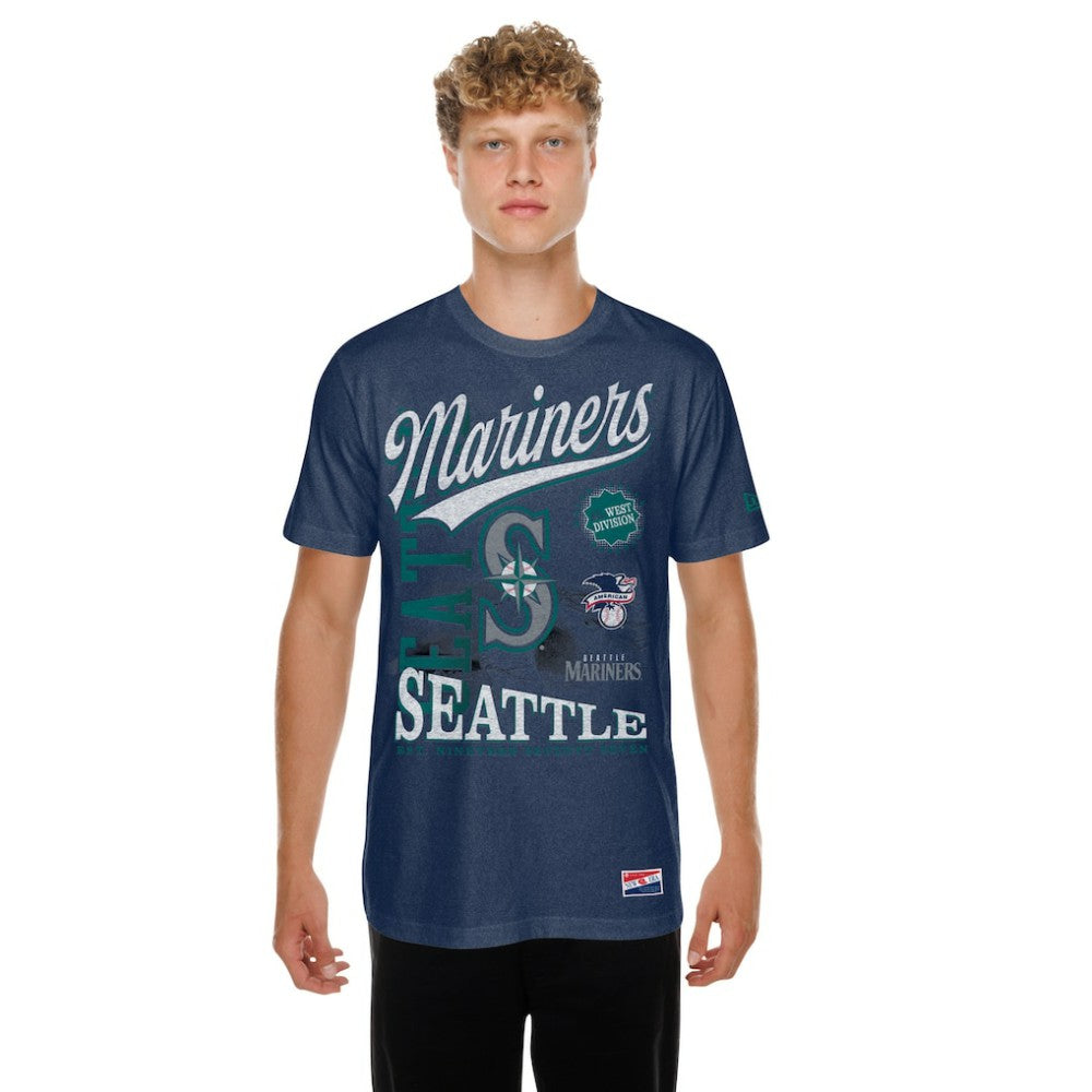 Seattle Mariners New Era  Oversized Throwback Distressed T-Shirt - Navy T-shirts