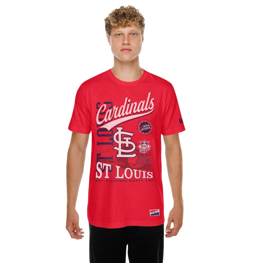 St. Louis Cardinals New Era  Oversized Throwback Distressed T-Shirt - Red T-shirts
