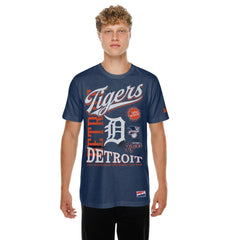 Detroit Tigers New Era  Oversized Throwback Distressed T-Shirt - Navy T-shirts