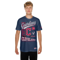 Cleveland Guardians New Era  Oversized Throwback Distressed T-Shirt - Navy T-shirts