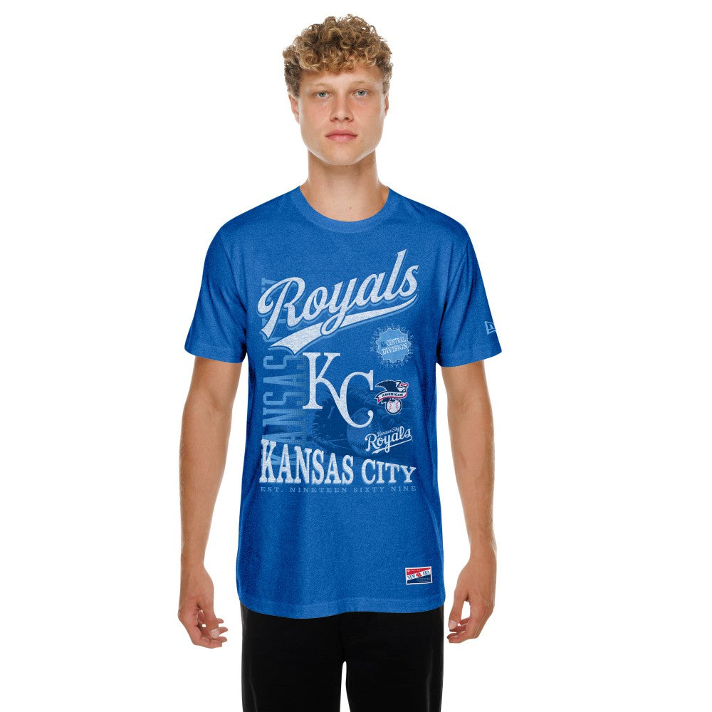 Kansas City Royals New Era  Oversized Throwback Distressed T-Shirt - Royal T-shirts