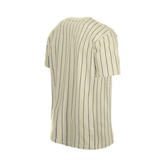 Chicago Cubs New Era Throwback Meshback Pinstripe T-Shirt - Cream T-shirts