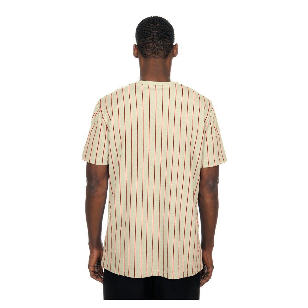 Cincinnati Reds New Era Throwback Meshback Pinstripe T-Shirt - Cream T-shirts