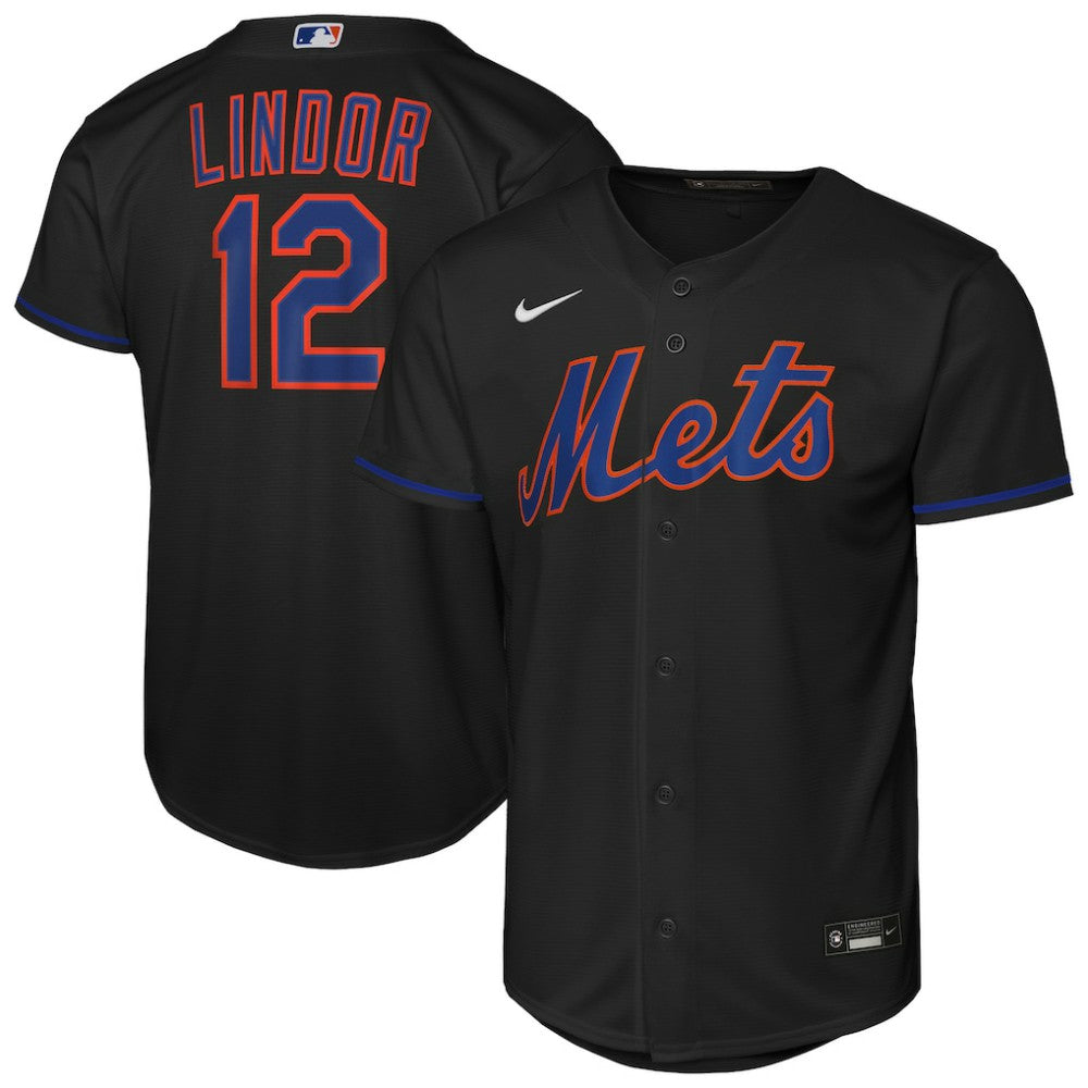 Francisco Lindor New York Mets Nike Youth Alternate Replica Jersey - Black Jerseys