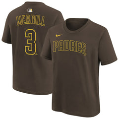 Jackson Merrill San Diego Padres Nike Youth Name & Number T-Shirt - Brown T-shirts