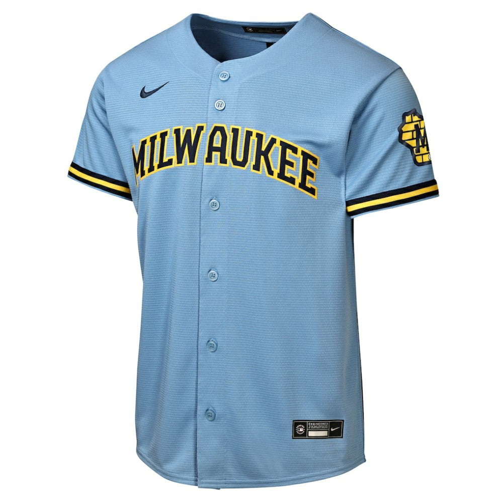 Milwaukee Brewers Nike Youth Road Stadium Jersey - Powder Blue Jerseys