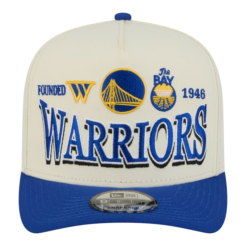 Golden State Warriors Stretched 2-Tone A-Frame 9FIFTY Adjustable Hat Cream/Royal