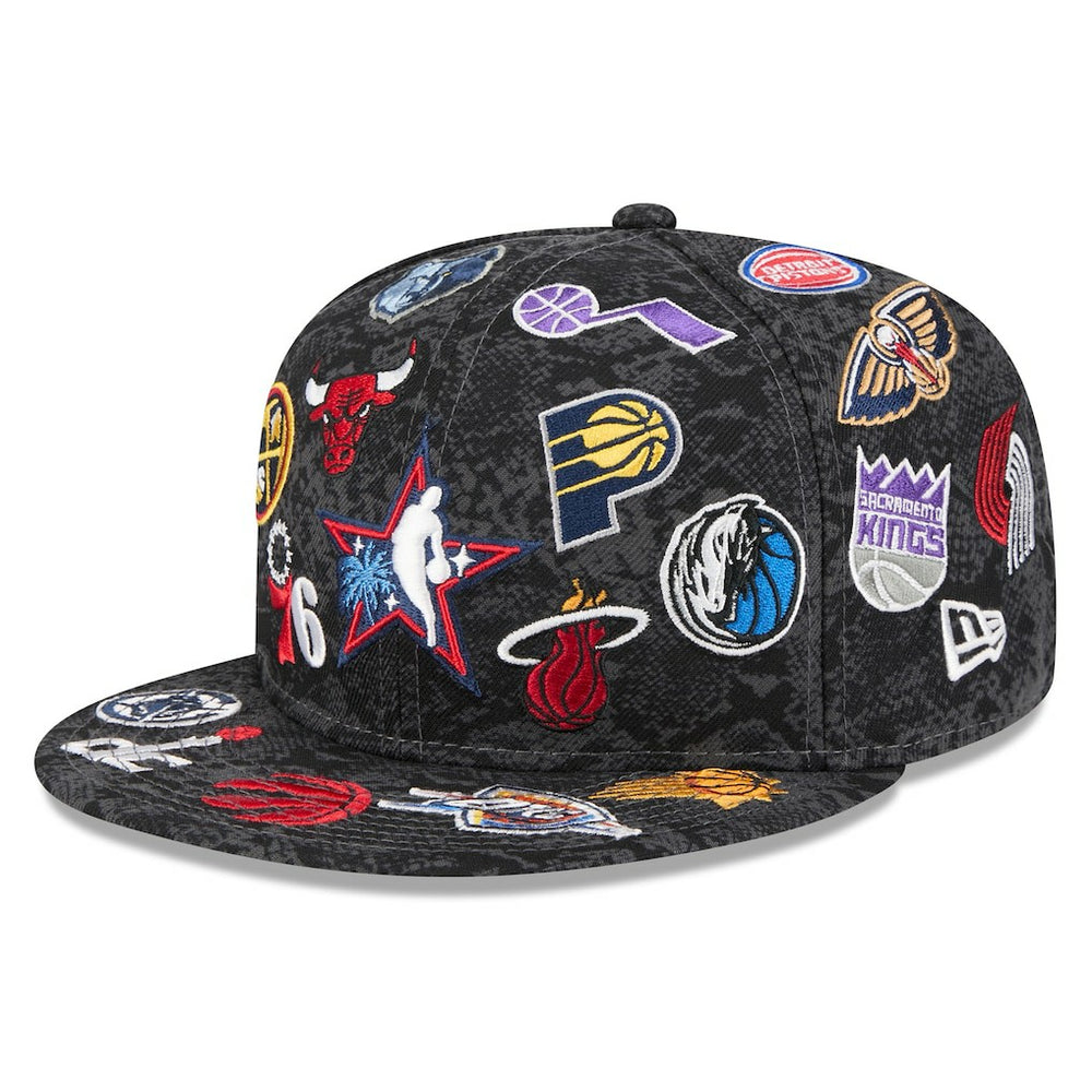 2026 NBA All-Star Game Allover Logos 59FIFTY Fitted Hat Black