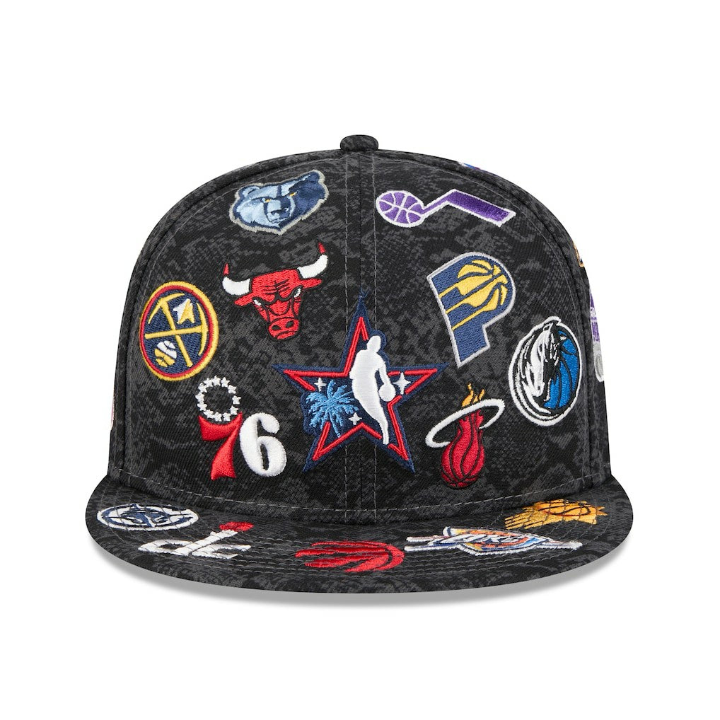 2026 NBA All-Star Game Allover Logos 59FIFTY Fitted Hat Black