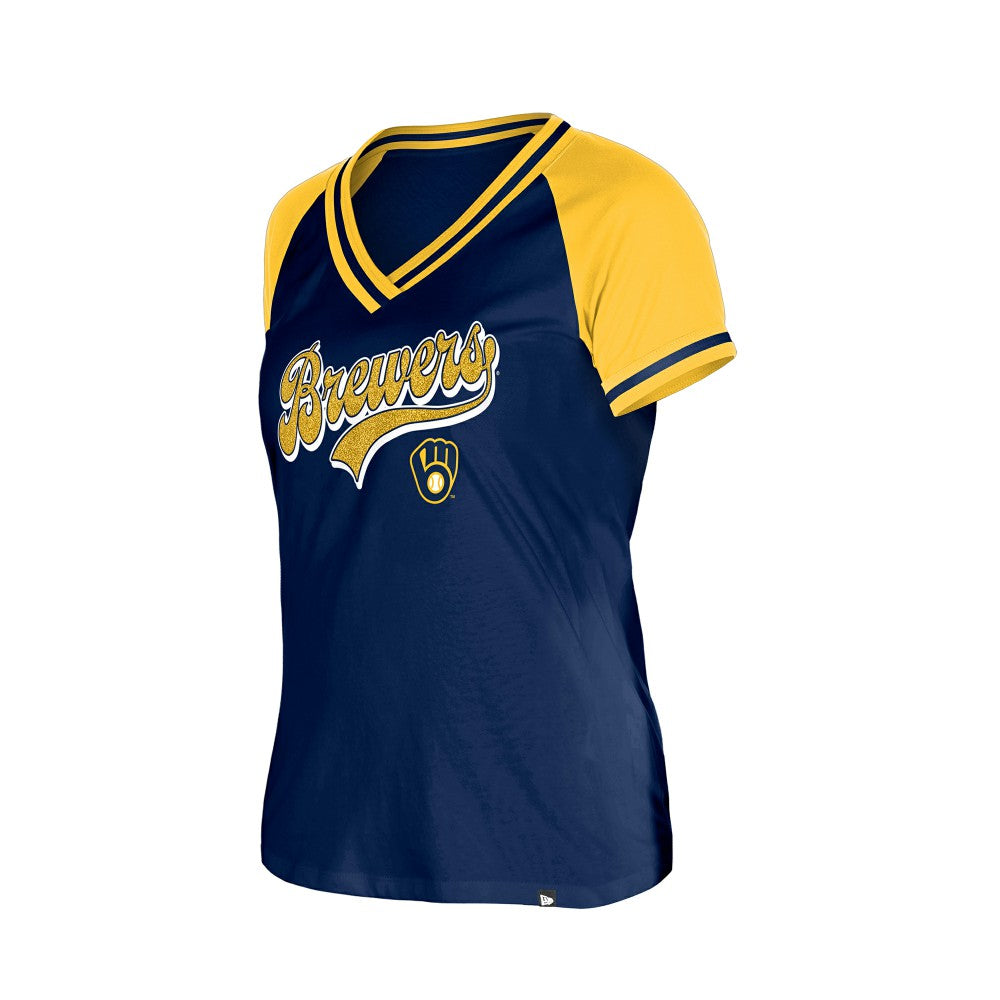Milwaukee Brewers New Era Women's Gameday V-Neck T-Shirt - Navy T-shirts