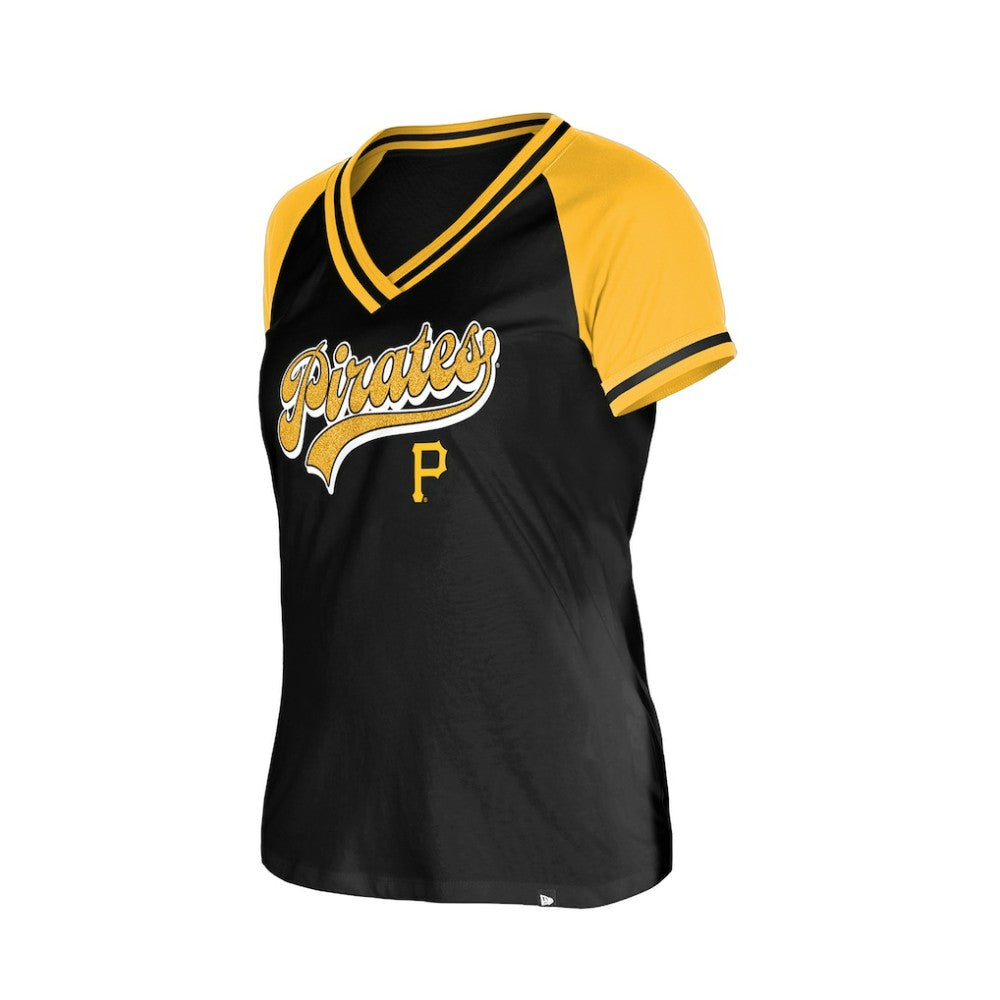 Pittsburgh Pirates New Era Women's Gameday V-Neck T-Shirt - Black T-shirts