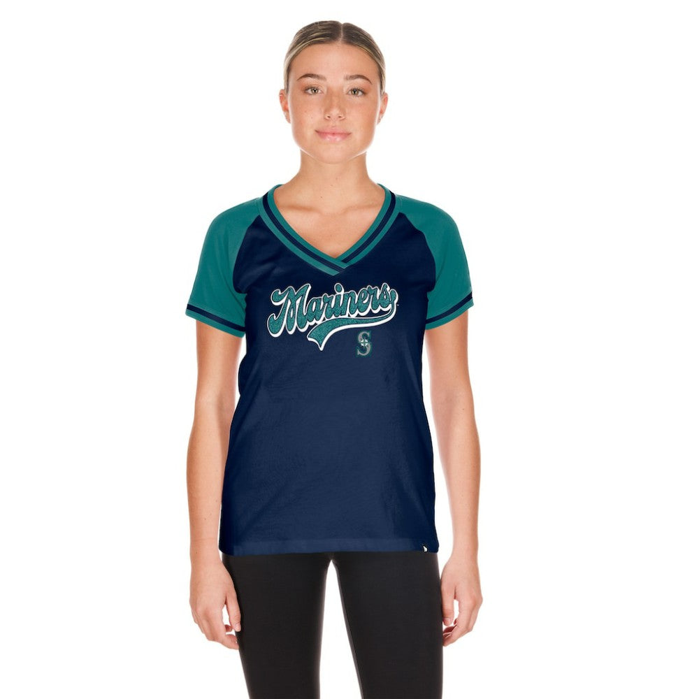Seattle Mariners New Era Women's Gameday V-Neck T-Shirt - Navy T-shirts