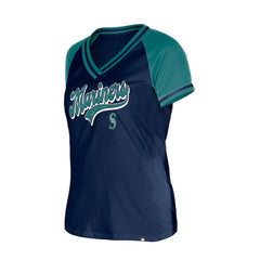 Seattle Mariners New Era Women's Gameday V-Neck T-Shirt - Navy T-shirts