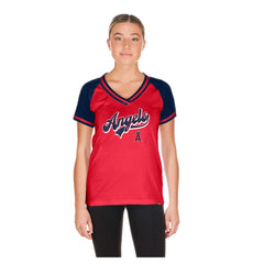 Los Angeles Angels New Era Women's Gameday V-Neck T-Shirt - Red T-shirts