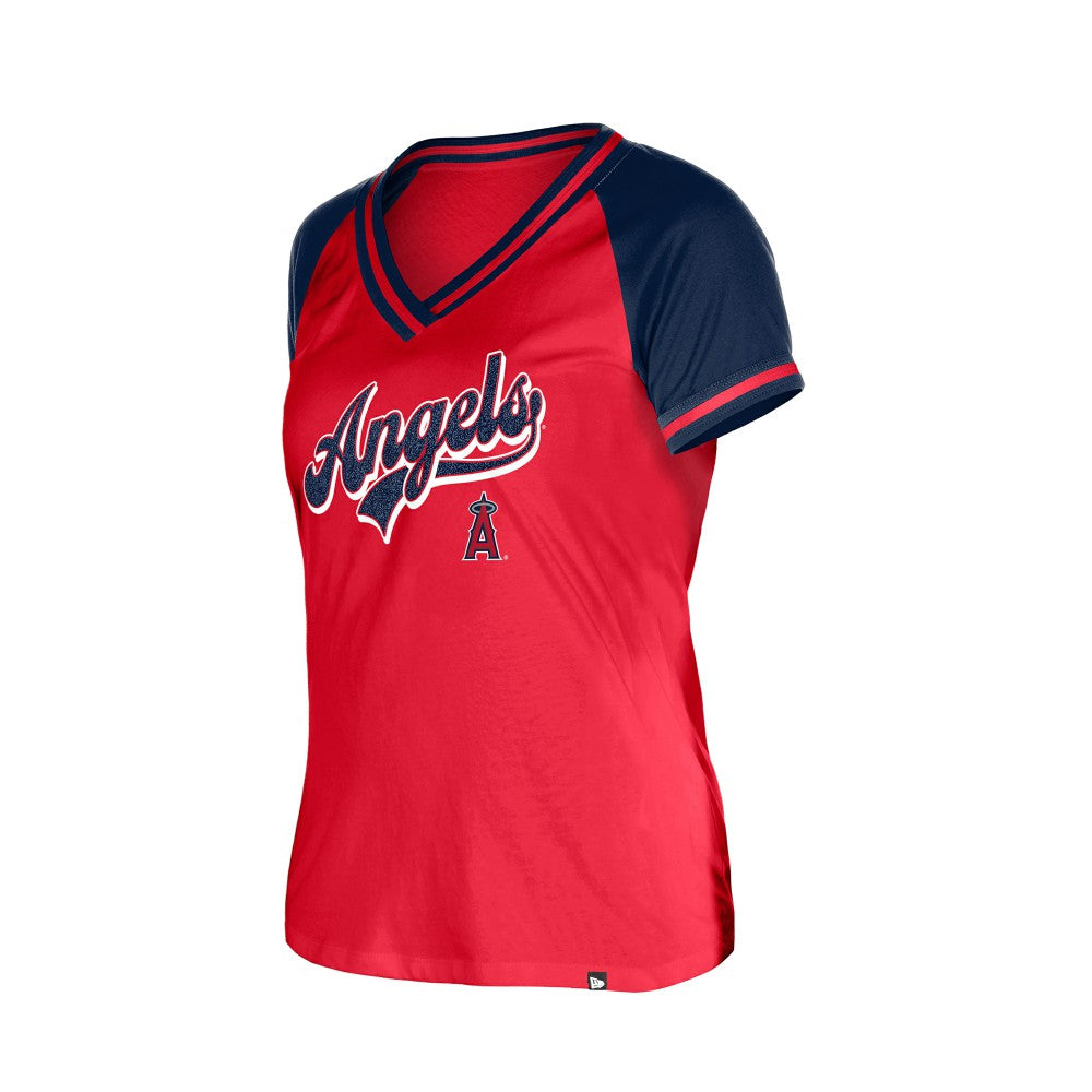 Los Angeles Angels New Era Women's Gameday V-Neck T-Shirt - Red T-shirts