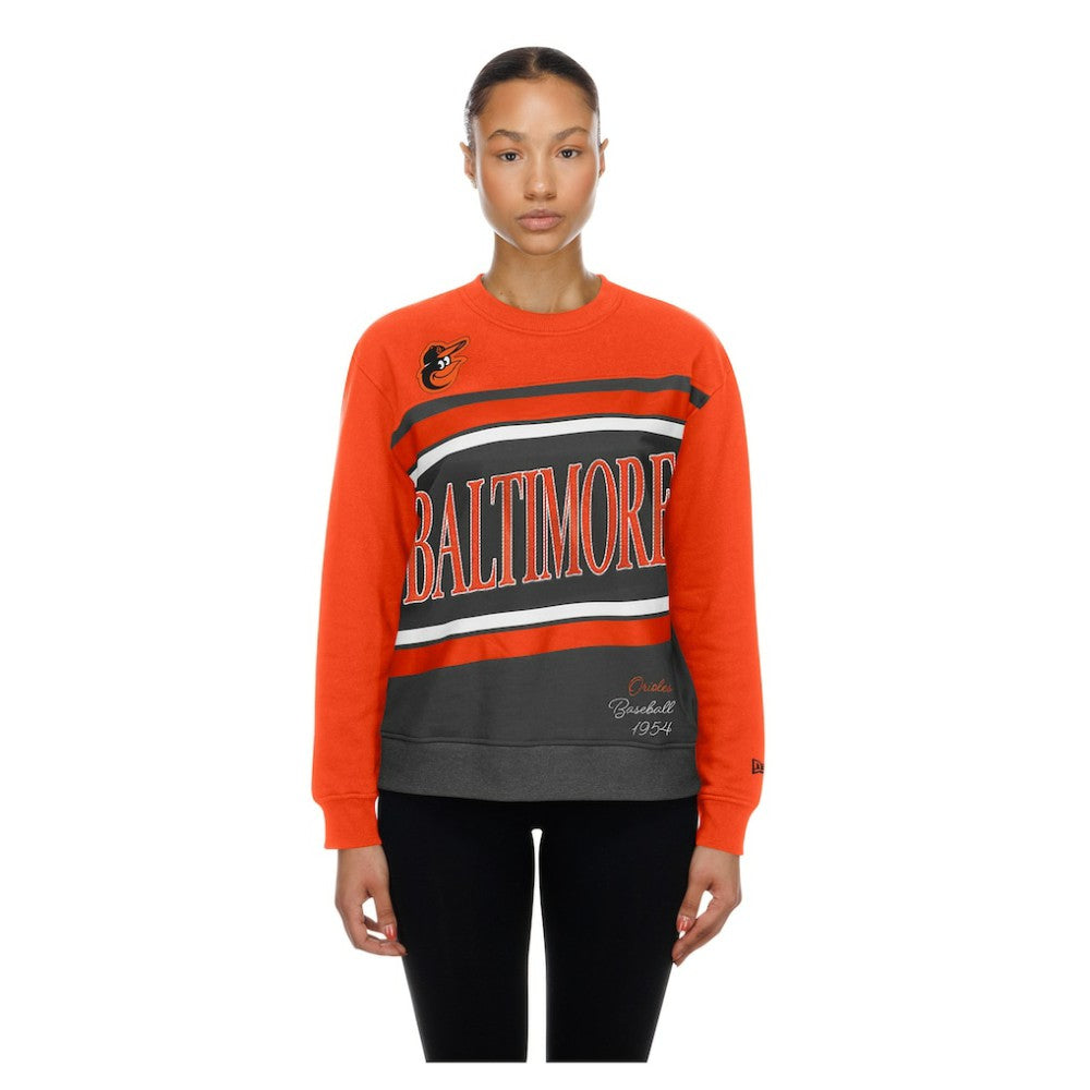 Baltimore Orioles New Era Women's Gameday Fleece Sweatshirt - Gray/Orange Sweatshirts