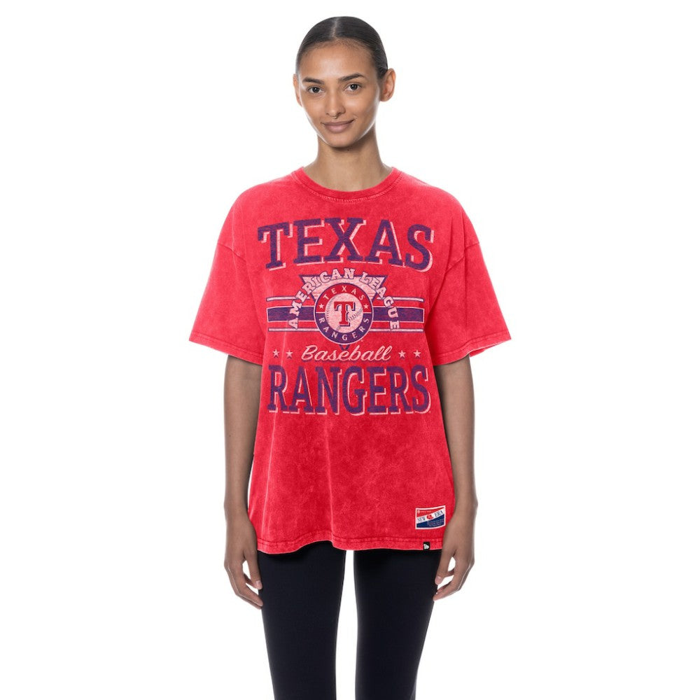 Texas Rangers New Era Women's Oversized Boyfriend T-Shirt - Red T-shirts