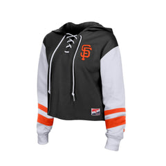 San Francisco Giants New Era Women's Boxy Lace-Up Hoodie - Black Hoodies