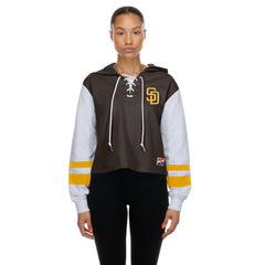 San Diego Padres New Era Women's Boxy Lace-Up Hoodie - Brown Hoodies
