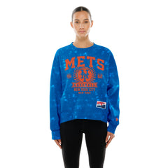 New York Mets New Era Women's Throwback Oversized Boxy Sweatshirt - Royal Sweatshirts