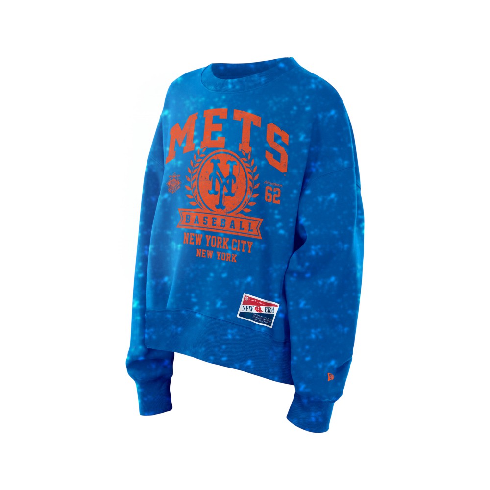 New York Mets New Era Women's Throwback Oversized Boxy Sweatshirt - Royal Sweatshirts