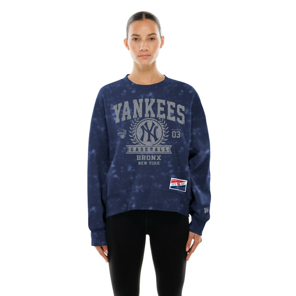 New York Yankees New Era Women's Throwback Oversized Boxy Sweatshirt - Navy Sweatshirts