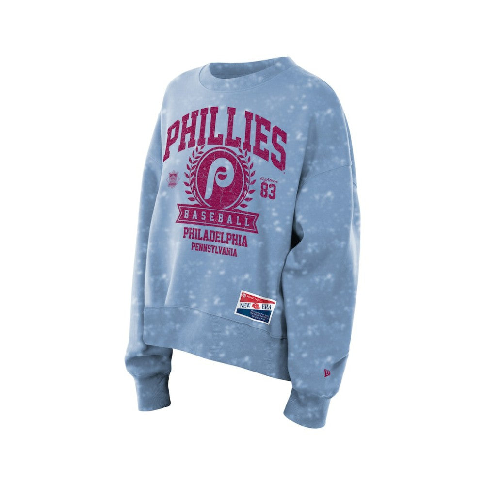 Philadelphia Phillies New Era Women's Throwback Oversized Boxy Sweatshirt - Light Blue Sweatshirts