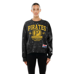 Pittsburgh Pirates New Era Women's Throwback Oversized Boxy Sweatshirt - Black Sweatshirts