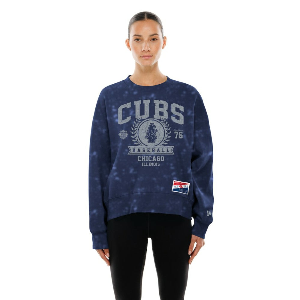 Chicago Cubs New Era Women's Throwback Oversized Boxy Sweatshirt - Royal Sweatshirts