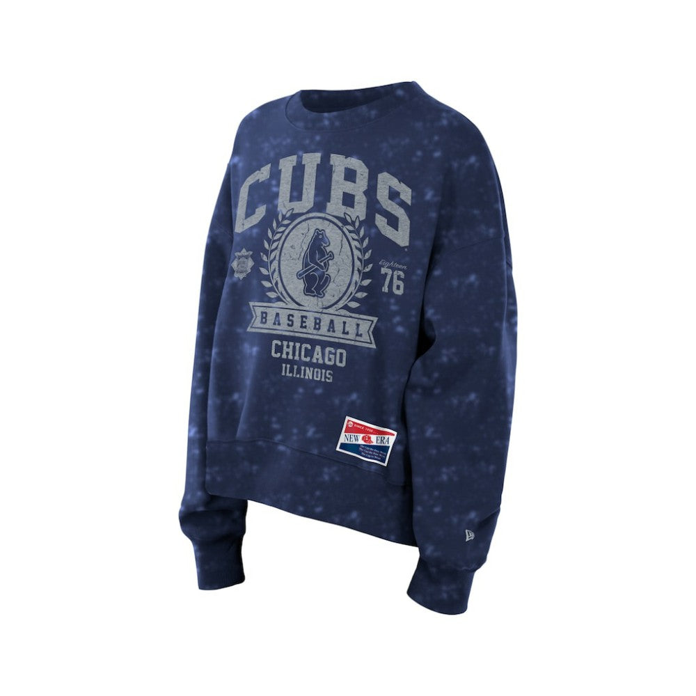 Chicago Cubs New Era Women's Throwback Oversized Boxy Sweatshirt - Royal Sweatshirts