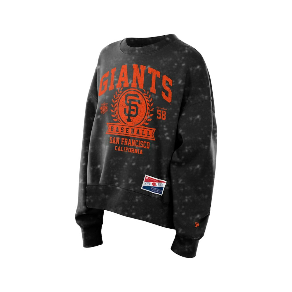 San Francisco Giants New Era Women's Throwback Oversized Boxy Sweatshirt - Black Sweatshirts