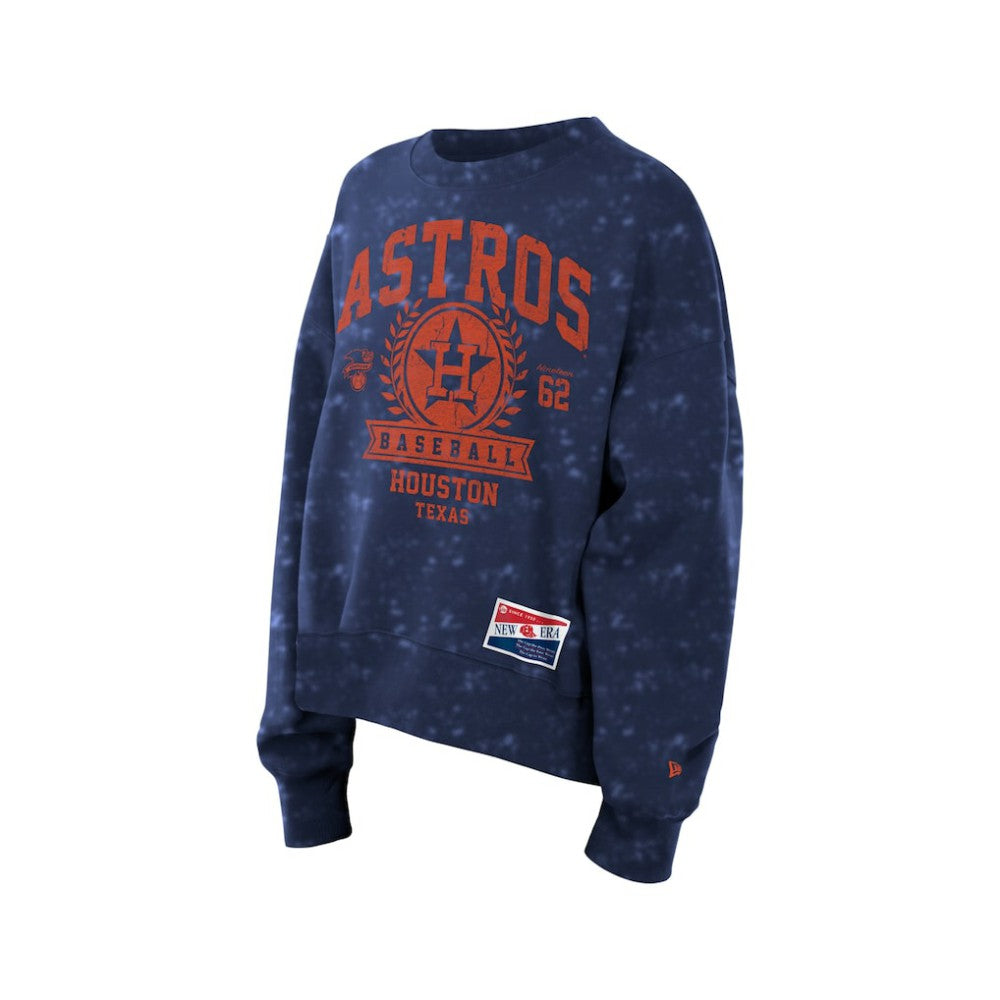 Houston Astros New Era Women's Throwback Oversized Boxy Sweatshirt - Navy Sweatshirts