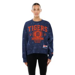 Detroit Tigers New Era Women's Throwback Oversized Boxy Sweatshirt - Navy Sweatshirts