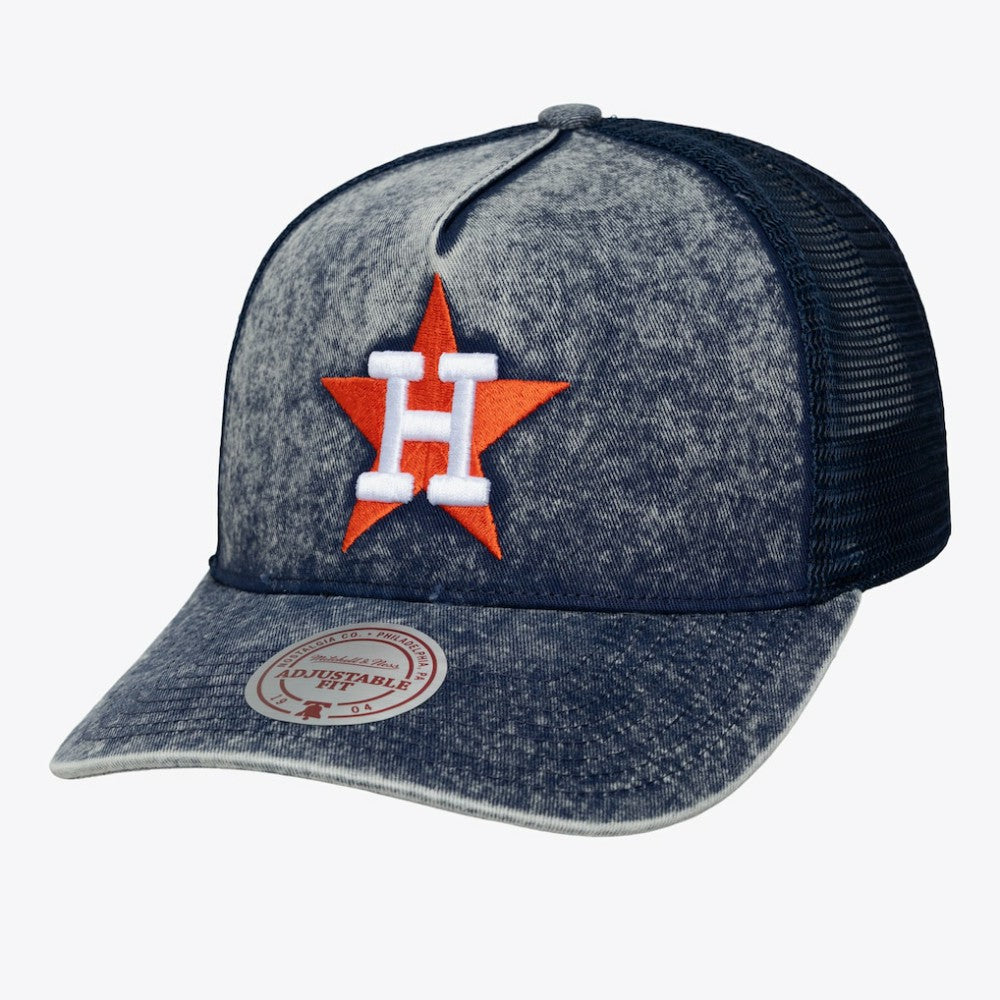 Houston Astros Mitchell & Ness Unisex Cooperstown Gameday Adjustable Trucker Hat - Navy Hats
