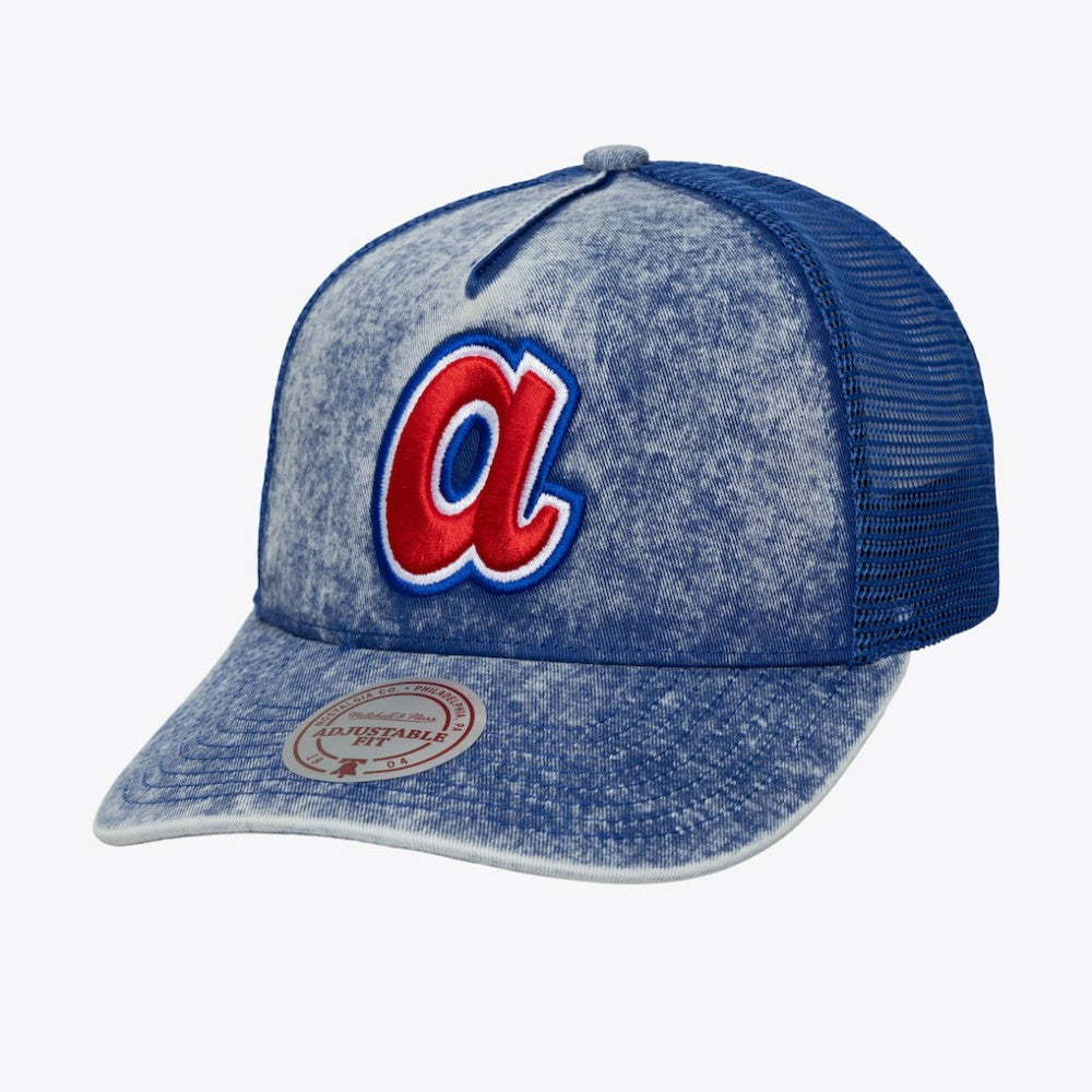 Atlanta Braves Mitchell & Ness Unisex Cooperstown Gameday Adjustable Trucker Hat - Blue Hats