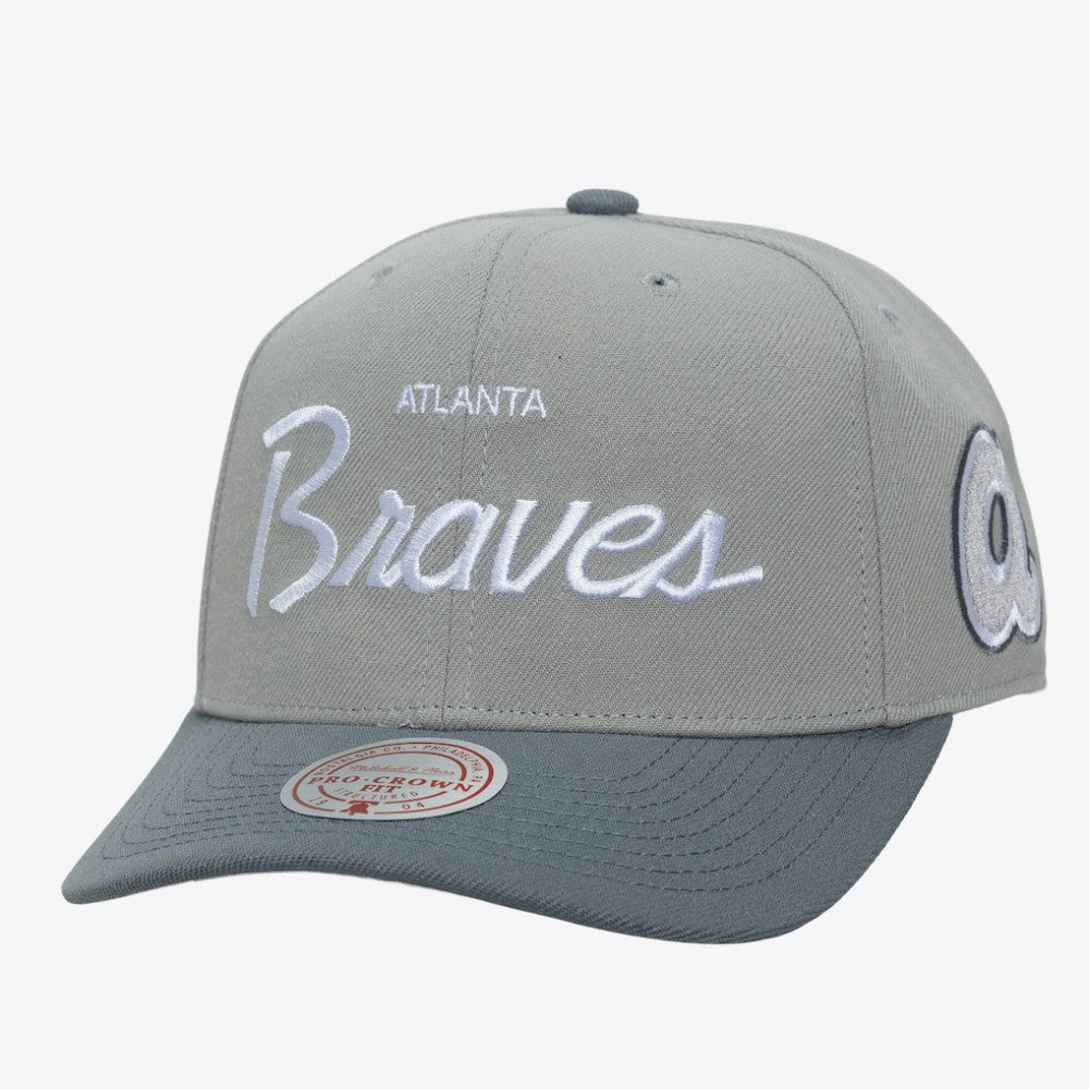 Atlanta Braves Mitchell & Ness Cooperstown Thunderstorm Head Coach Pro-Crown Adjustable Hat - Gray Hats