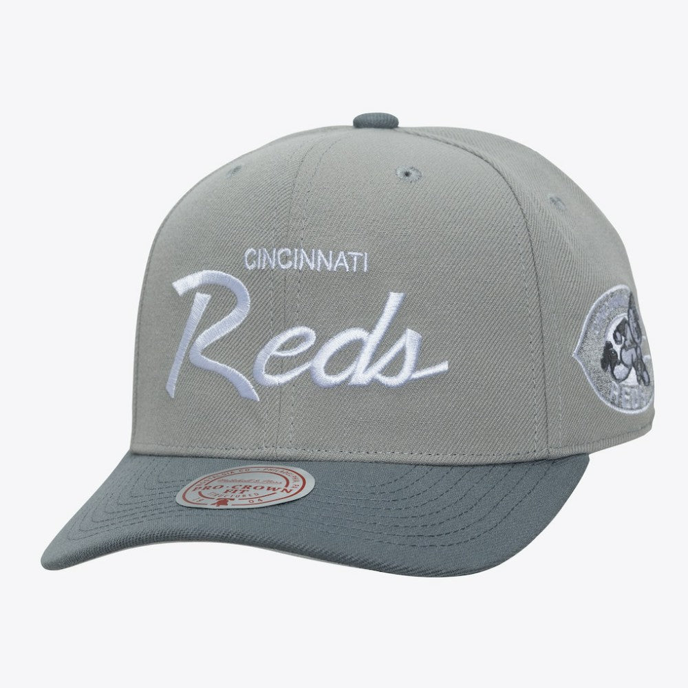 Cincinnati Reds Mitchell & Ness Cooperstown Thunderstorm Head Coach Pro-Crown Adjustable Hat - Gray Hats