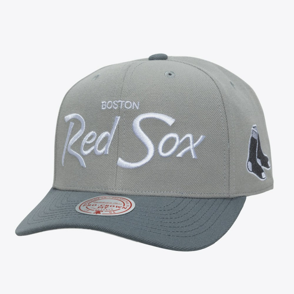 Boston Red Sox Mitchell & Ness Thunderstorm Head Coach Pro-Crown Adjustable Hat - Gray Hats