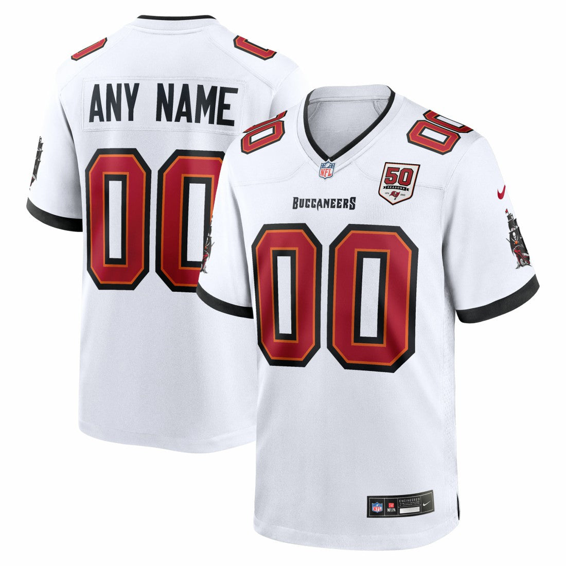 Tampa Bay Buccaneers 50th Season Custom Game Jersey White