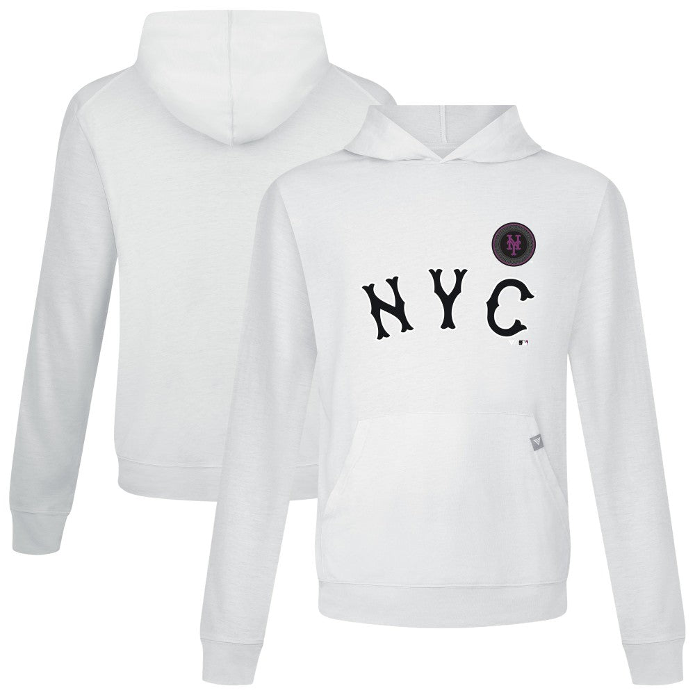 New York Mets Levelwear City Connect Relay Core Logo Pullover Hoodie - White Hoodies
