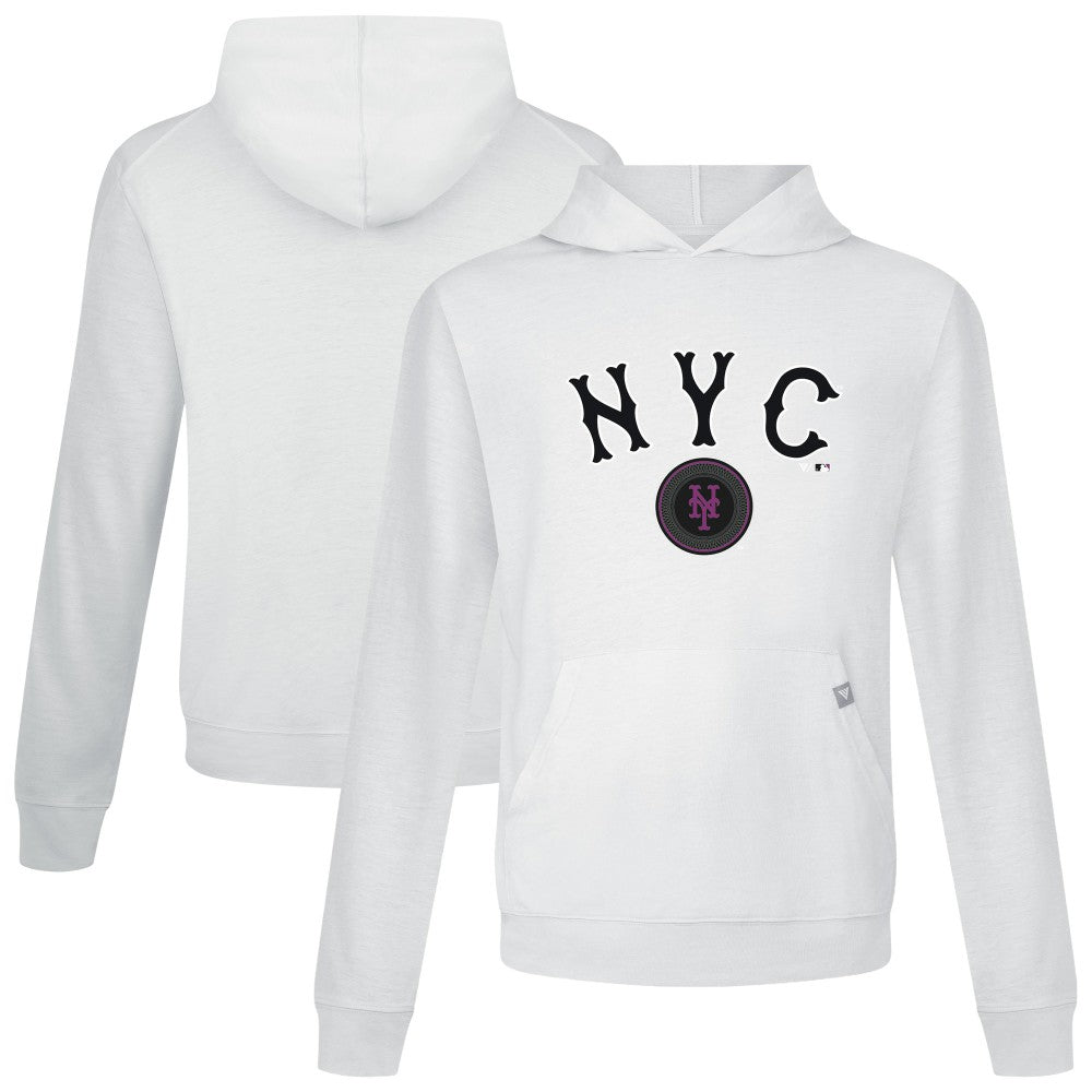 New York Mets Levelwear City Connect Relay Back Splash Pullover Hoodie - White Hoodies