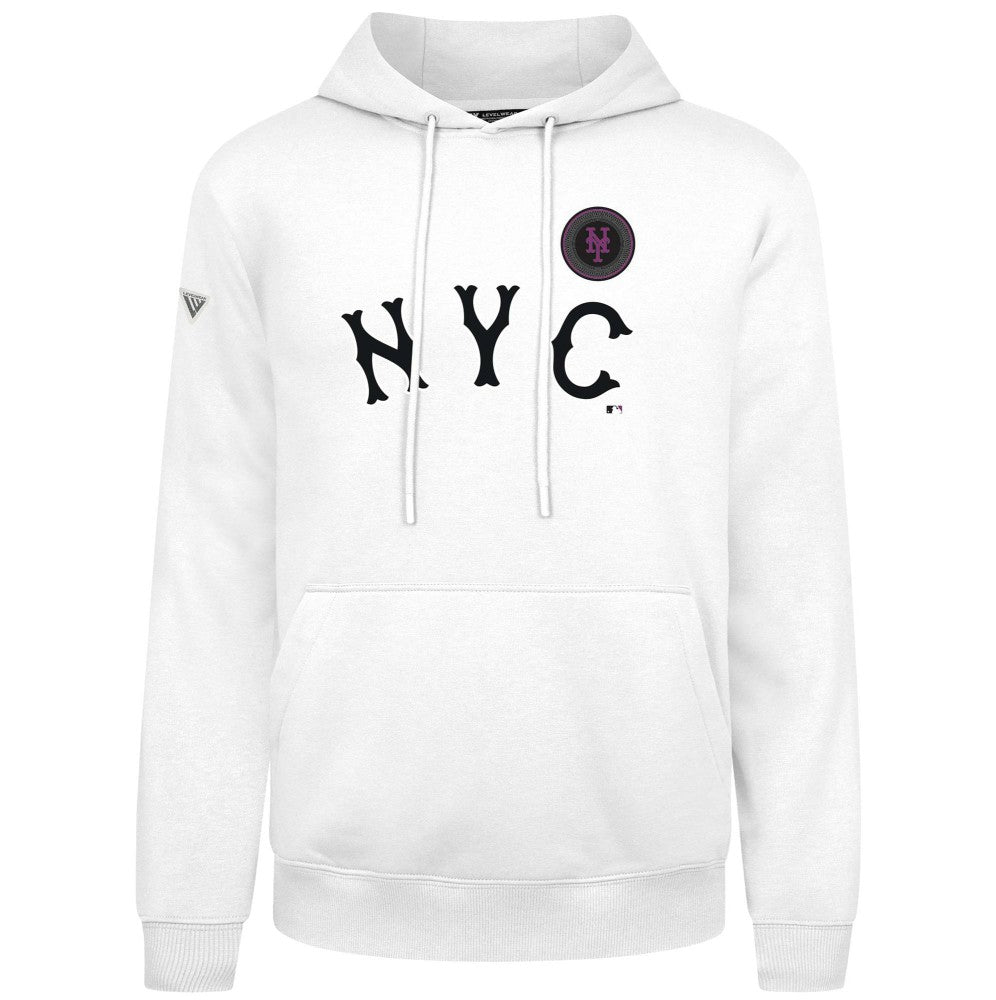 New York Mets Levelwear City Connect Podium Core Logo Pullover Hoodie - White Hoodies