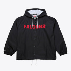 Atlanta Falcons Coaches Full-Snap Hooded Windbreaker Jacket Black